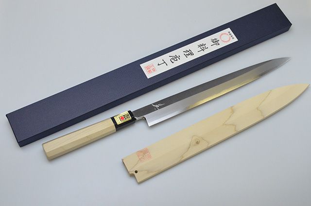 山本刃剣】35 英 青一 柳刃包丁300mm サヤ付｜堺伝匠館オンライン